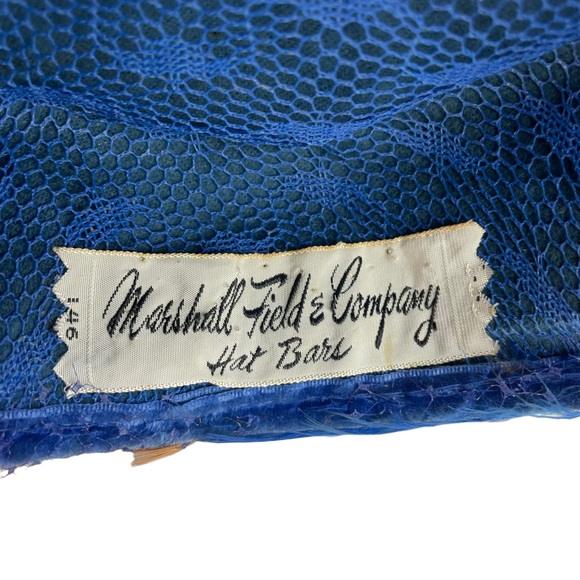 Vintage Marshall Fields 40s Pheasant Feather Ladies Elegant Event Pillbox Hat 46 - Picture 15 of 16